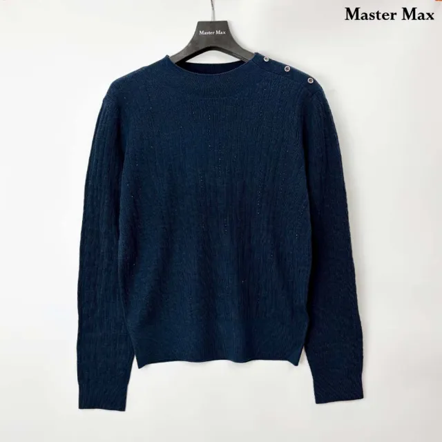【Master Max】羊毛簡約質感點鑽合身針織衫(8528037)