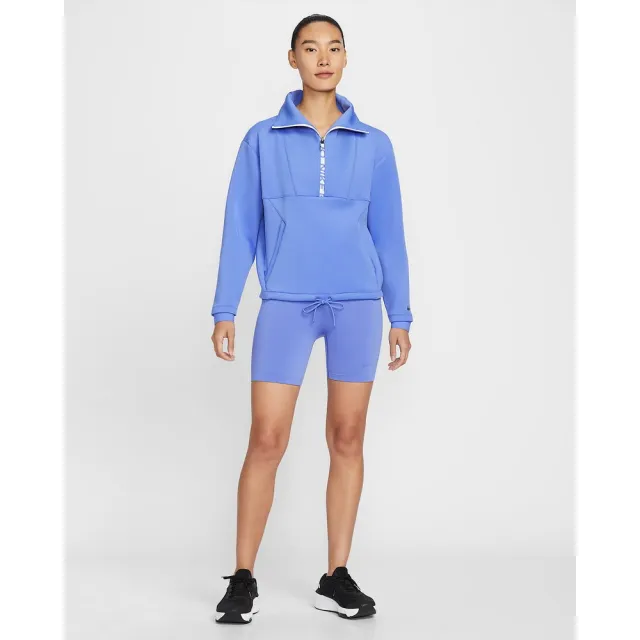 【NIKE 耐吉】半開襟上衣 女 AS W NP FLC CROP HZ GCEL 運動 休閒 速乾 寬鬆 紫 (IQ3947570)