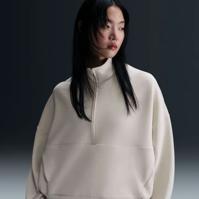 【NIKE 耐吉】圓領套頭衫 女 AS W NK 24.7 DF HZ TOP SOFT 運動 休閒 寬鬆 Dri-FIT 米 (HQ8189104)