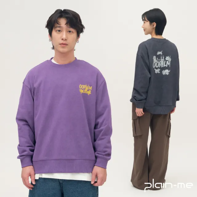 【plain-me】OOPLM 長袖 長Tee 大學T 長袖T 水洗長袖 貓貓派對_OPM0017-261