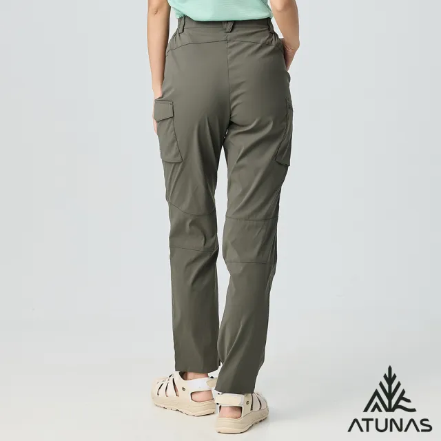 【ATUNAS 歐都納】女款吸濕排汗彈性休閒長褲(A1PAGZ03W軍綠/防曬抗UV/透氣舒適/日常)