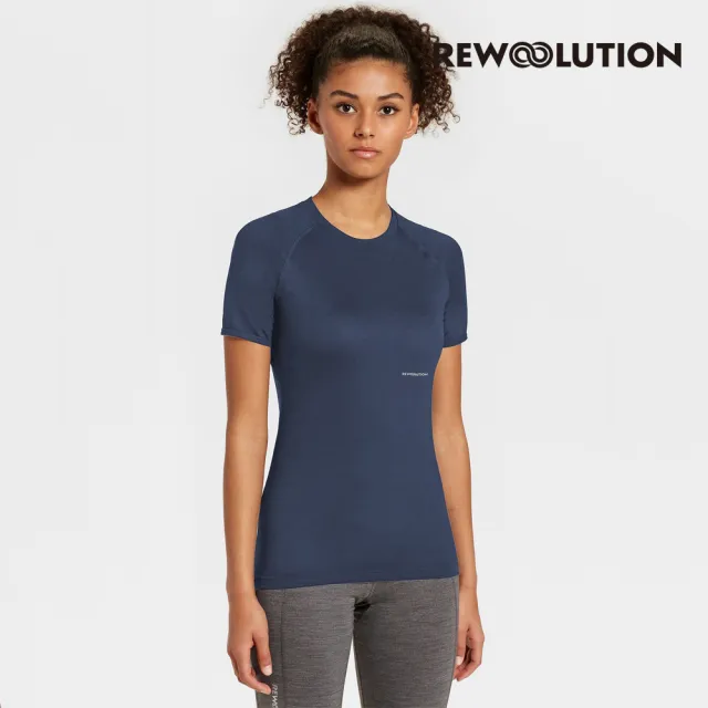 【Rewoolution】女 ALI 190g短袖T恤[海藍]羊毛衣 長袖T恤 登山必備 吸濕排汗(REEB2WC502)