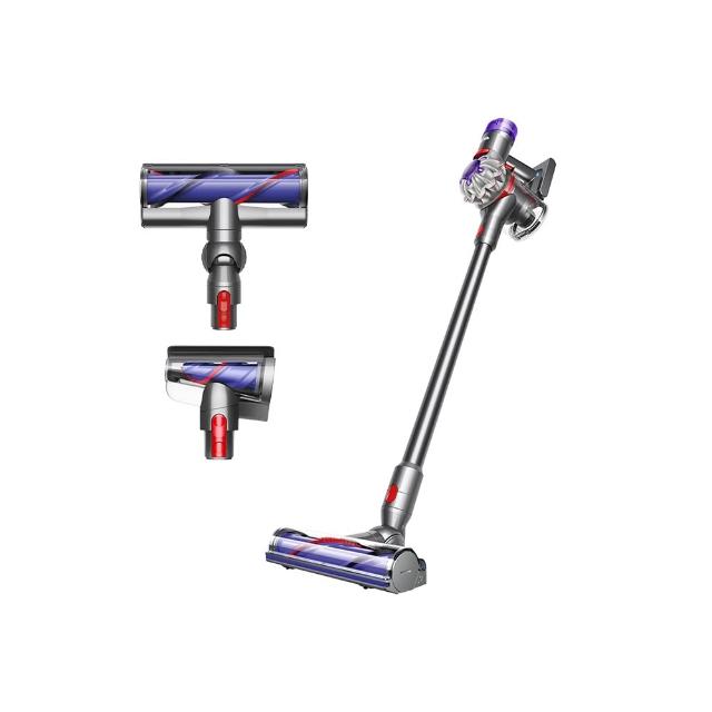 Dyson戴森 SV25 Dyson戴森 SV25 V8 無線吸塵器,型號SV25 V8 TW SSv/Sv/Nk,灰色系設計,產地馬來西亞。輕巧無線直立式與手持式雙用,專屬除蟎功能,配備二合一吸頭、無纏結吸頭、軟質碳纖維滾筒吸頭及細縫清潔吸頭。聚碳酸酯集塵筒容量0.54L,尺寸1256 x 250 x 221mm,重量僅2.64kg。110V電壓,5小時充電,節能吸力達40分鐘、強效吸力5分鐘。1年保固,BSMI認證R31692。強勁渦輪吸力,徹底清除灰塵蟎蟲,完美清潔家居!