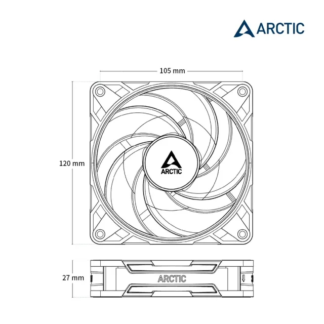 【Arctic】P12 Pro PST Reverse A-RGB 12公分反向高風壓共享風扇 白色 (反向扇 電腦風扇 機殼風扇 散熱)