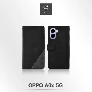 【Metal-Slim】OPPO A6x 5G 幾何造型膚感雙料撞色磁吸皮套
