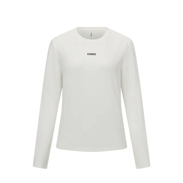 【K-SWISS】運動長袖 W SILKY TECH LS TEE 圓領 女款 米白色 1912109-115
