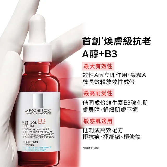 【理膚寶水】刷A新手必備組 B3 A醇緊緻抗痕精華 30ml+全面修復霜 40ml(AB小紅瓶)