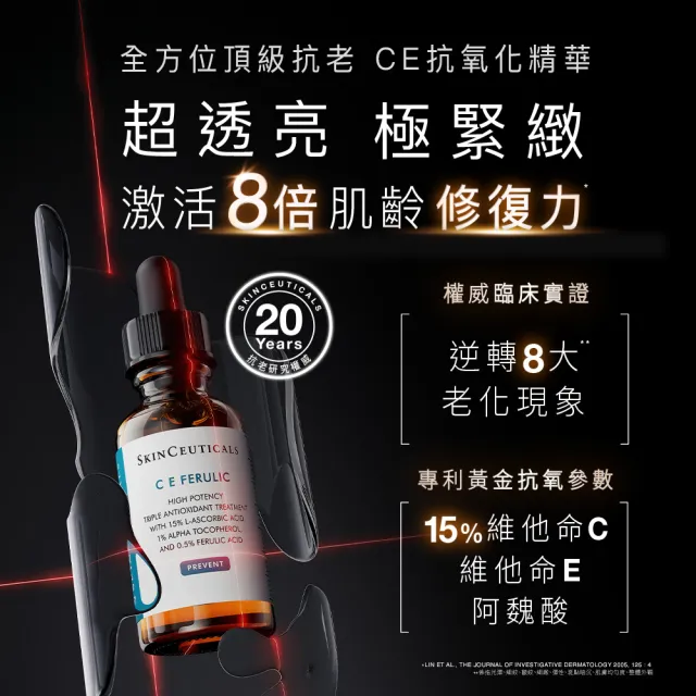 【Skin Ceuticals 修麗可】王牌抗氧撫紋★CE緊緻修護抗氧化精華 30ml+AGE普拉斯鏈活膚緊緻霜 48ml 禮盒組