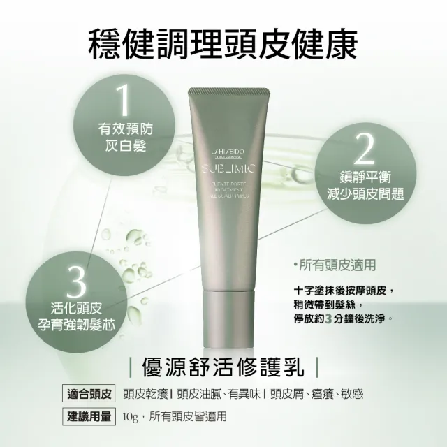 【SHISEIDO PROFESSIONAL 資生堂專業美髮】優源舒活修護乳130g(頭皮修護)