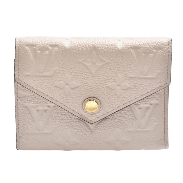 【Louis Vuitton 路易威登】M82344經典Victorine系列Monogram Empreinte三折暗釦短夾(奶油白)