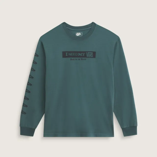 【VANS】官方旗艦 I Need My 藍綠色長袖T恤