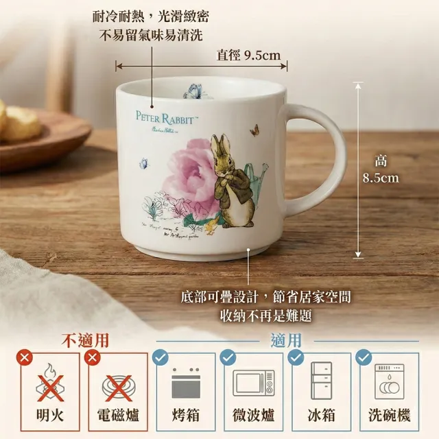 【PETER RABBIT 比得兔】正版授權 420ml 英倫陶瓷馬克杯-超值2入組(午茶對杯/新居送禮/精美彩盒)