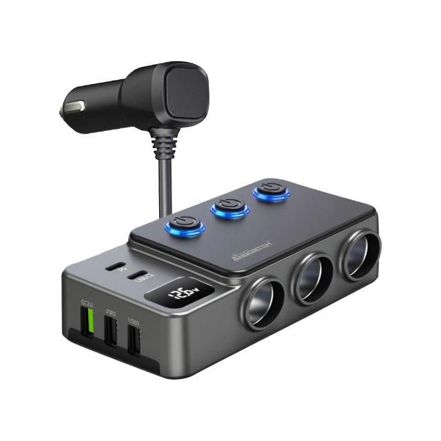 【ANBORTEH 安伯特】電壓監控PD+QC3.0 8孔車充(國家認證 一年保固) 12-24皆可使用