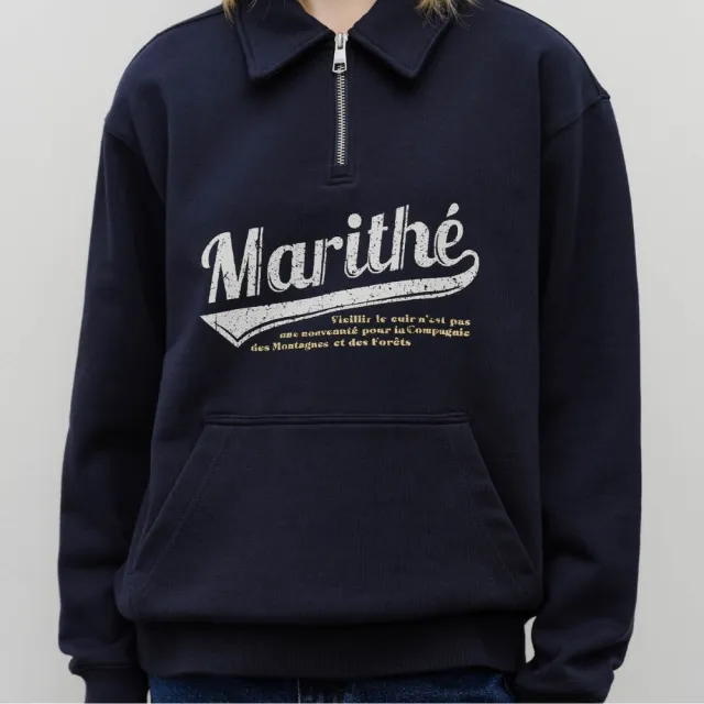 【MARITHE FRANCOIS GIRBAUD】官方旗艦 復古風棒球LOGO半拉鍊上衣 中性款 MFG(多款任選)