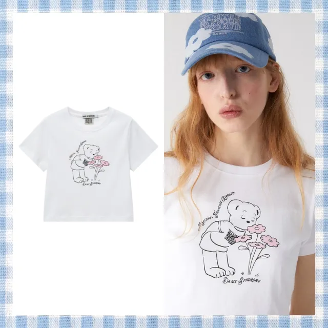 【MARITHE FRANCOIS GIRBAUD】官方旗艦 Daisy聯名款 女版 小花熊熊短版短袖上衣 MFG 女短袖 TEE(白色)