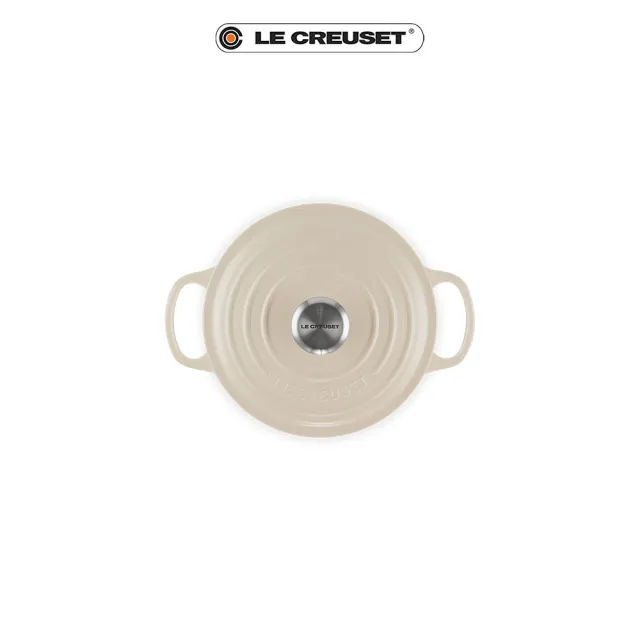 【Le Creuset】典藏琺瑯鑄鐵鍋圓鍋 18 cm(杏仁奶茶-鋼頭-內鍋白)