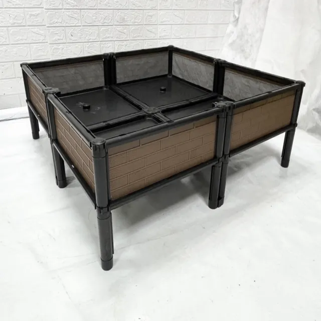 【田園樂】育材正單層四連通種植箱架高一節90*90*32cm(正方形底盤；架高離地好清洗地面)
