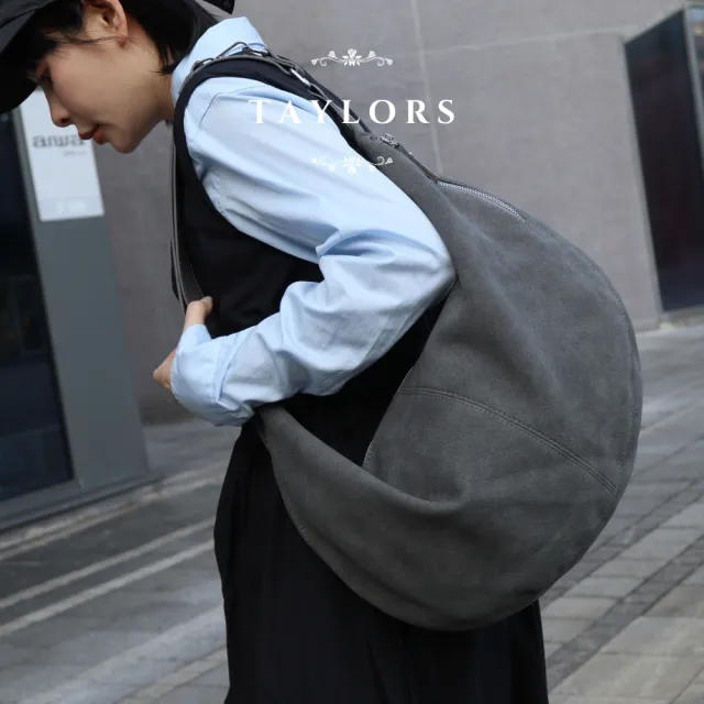 【YUJI 優集】雙11 TAYLORS 麂皮絨斜跨半月包 柔霧質感 輕量收納 通勤休閒側背包 女用包款