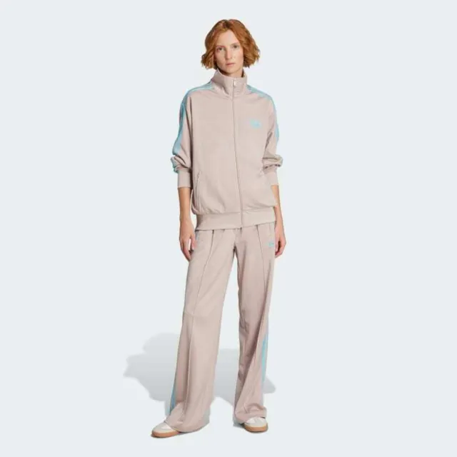 【adidas 愛迪達】Firebird Tt 女 立領外套 運動外套 休閒穿搭 米灰 水藍 亞版(JX7864)