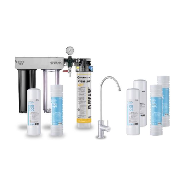 【EVERPURE 愛惠浦】櫥下型 PURVIVE Trio-4H2無鉛龍頭三道式生飲淨水器(前置樹脂+溝槽PP)