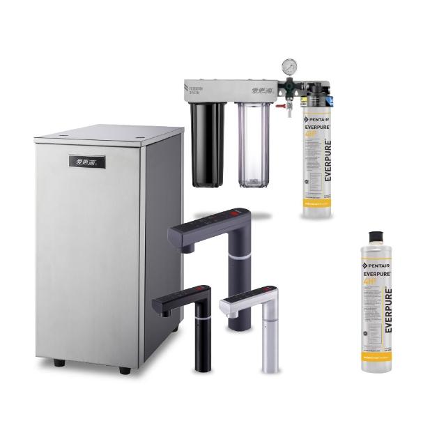 【EVERPURE 愛惠浦】不限品牌舊換新 雙溫櫥下型 HS288T PLUS觸控熱飲機+PURVIVE Trio-4H2三道式生飲淨水器