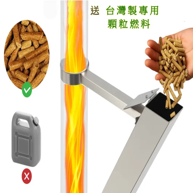 【poko】玻璃觀火爐 火箭爐 附台製燃料 篝火爐 戶外露營 焚火台 火焰管 庭院戶外取暖爐 顆粒燃料爐