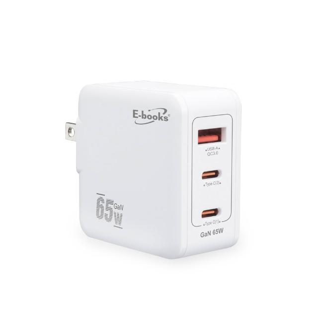 【E-books】AC-DK63T 65W氮化鎵PD+QC3.0三孔快速充電器(台灣製造)