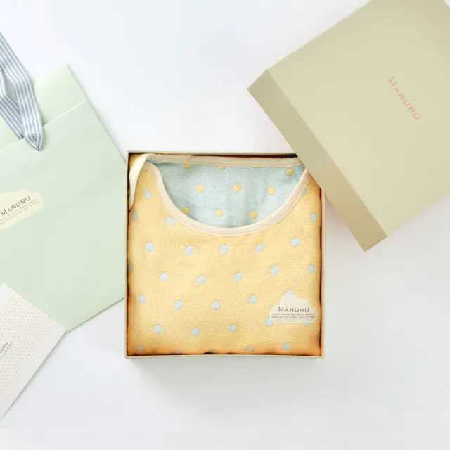 【MARURU】禮盒組 日本六層紗防踢背心 黃色甜心(彌月禮盒 新生兒禮盒 出生送禮 新生兒送禮)
