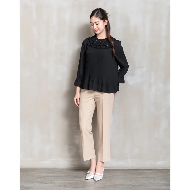 【perng yuh 芃諭名品】璀璨初見 層疊荷葉 珠飾 雪紡上衣(2026 SS Collection｜5A春夏新品上市)
