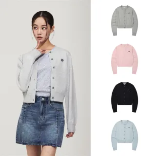 【Wacky WiLLY】官方旗艦館 女款LILY徽章圓領針織外套(WMS針織外套 深海軍藍/淺灰/粉紅/天藍色)