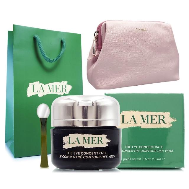 【LA MER 海洋拉娜】濃萃修復眼霜15ml-贈品牌化妝包/束口袋+手提紙袋(專櫃公司貨)