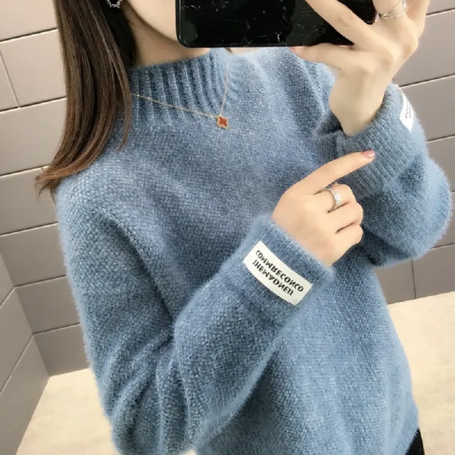 【AS 梨卡】雪尼爾仿水貂絨 高領套頭 加厚針織毛衣 DR137