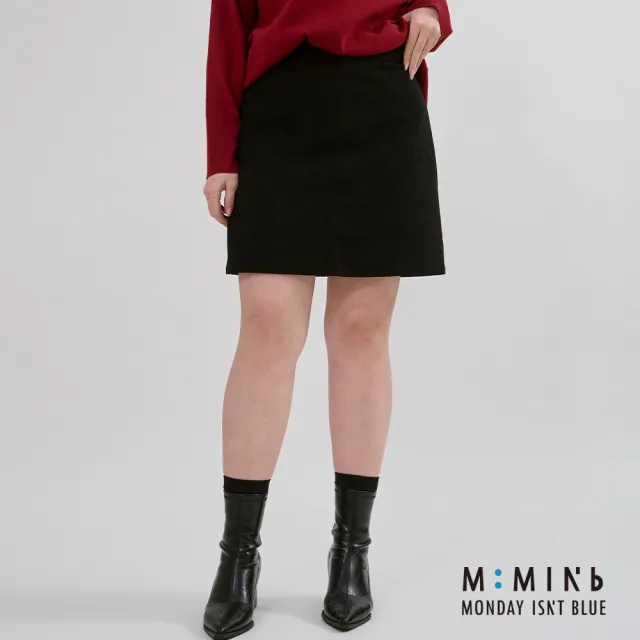 【M：MINb】遮胯必備燈芯絨A字短裙(黑色/中大尺碼女裝/XL女裝/女裝/梨形穿搭/梨形友好/大尺碼)
