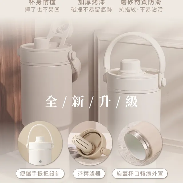 【Beroso 倍麗森】兩入組升級款不鏽鋼內陶瓷保溫環保手提杯735ml(郊遊/雙層/隨行杯//露營)