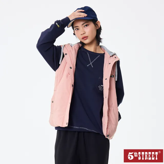 【5th STREET】女裝 背心外套 鋪棉背心 粉紅(550040)