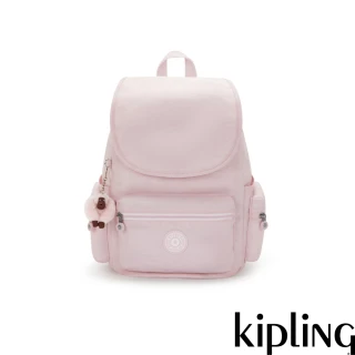 【KIPLING】霧玫粉多袋收納實用後背包-EZRA
