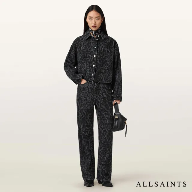 【ALLSAINTS】NICKY 豹紋印花寬鬆牛仔外套 W121PE(寬鬆版型)