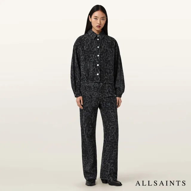 【ALLSAINTS】NICKY 豹紋印花寬鬆牛仔外套 W121PE(寬鬆版型)