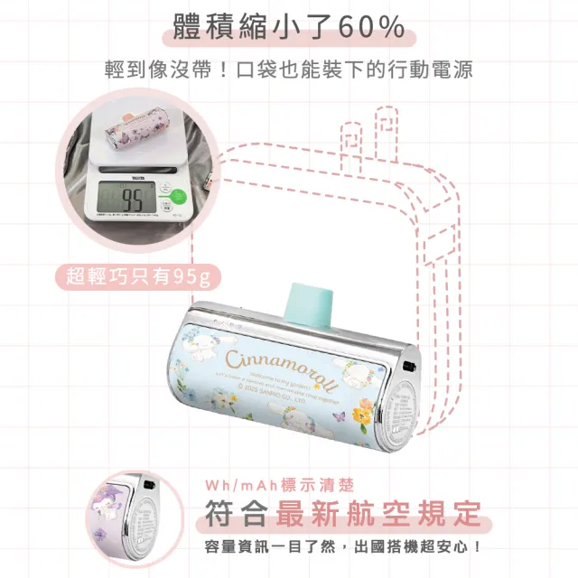 【apbs】三麗鷗 閃電快充口袋行動電源 5000mAh(花語系列)