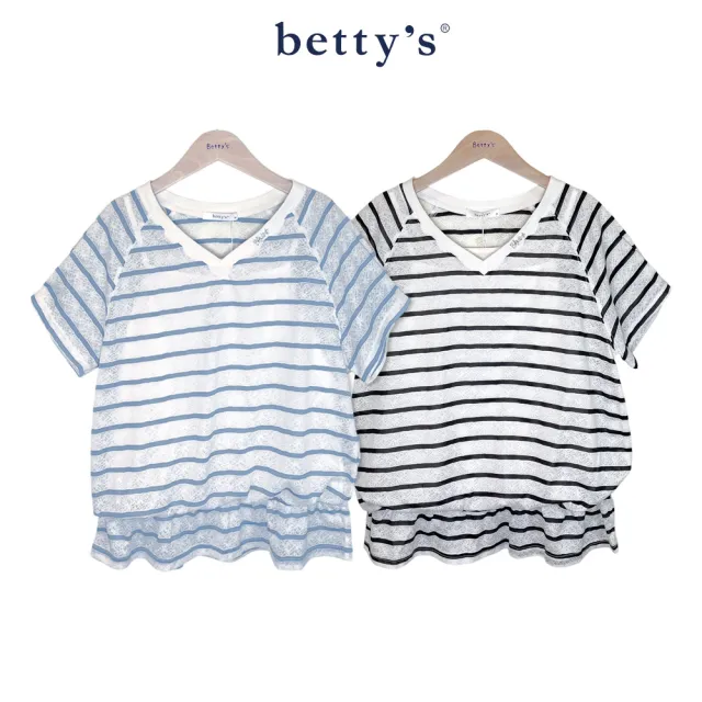 【betty’s 貝蒂思】V領無肩線條紋兩件式上衣(共二色)