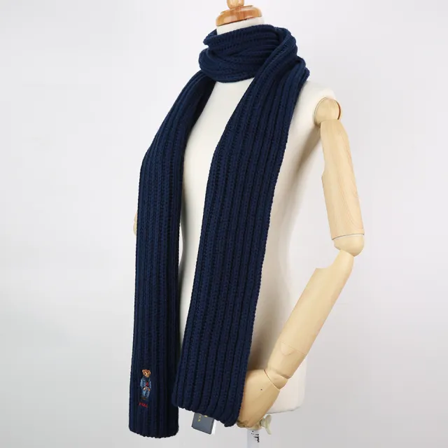 【RALPH LAUREN】POLO刺繡泰迪熊羊毛混紡羅紋針織圍巾/毛帽(任選)