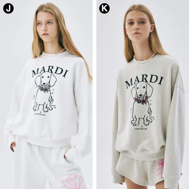 【MARDI MERCREDI】印花大學TEE 多色 經典小雛菊 繽紛 鑲飾 SWEATSHIRT FLOWERMARDI/EMBELLISHED