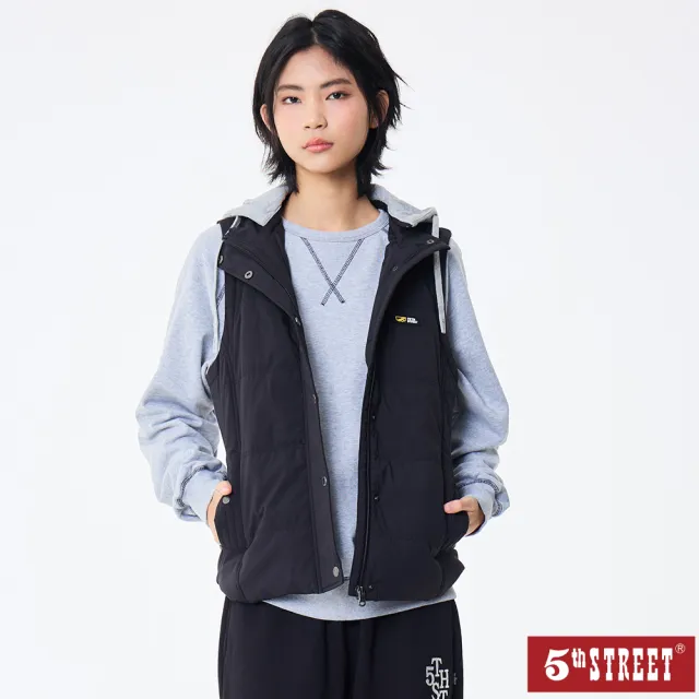 【5th STREET】女裝 背心外套 鋪棉背心 黑色(550040)