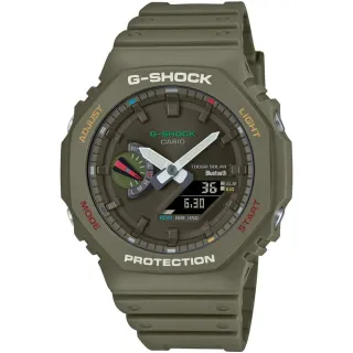 【CASIO 卡西歐】G-SHOCK 藍牙 太陽能 八角農家橡樹雙顯手錶 禮物(GA-B2100FC-3A)