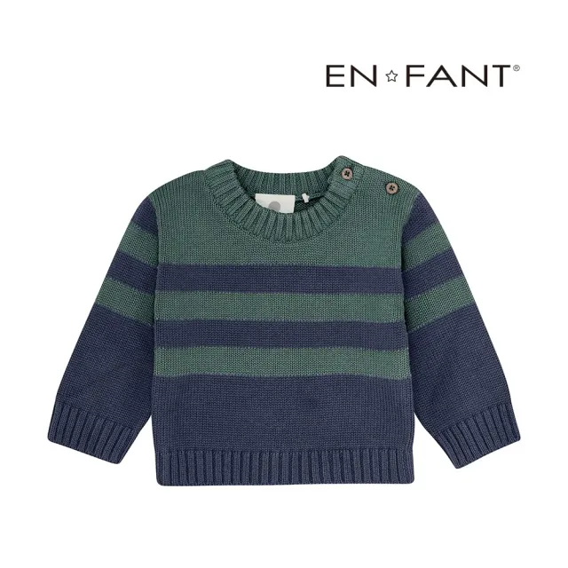 【Brands4Kids】藍綠條紋長袖針織上衣_ENFANT系列(4種尺寸可選)