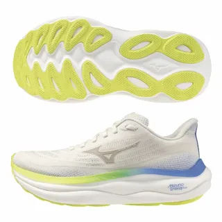 【MIZUNO 美津濃】慢跑鞋 女鞋 運動鞋 緩震 4E超寬楦 SKY 米綠藍 J1GD251271