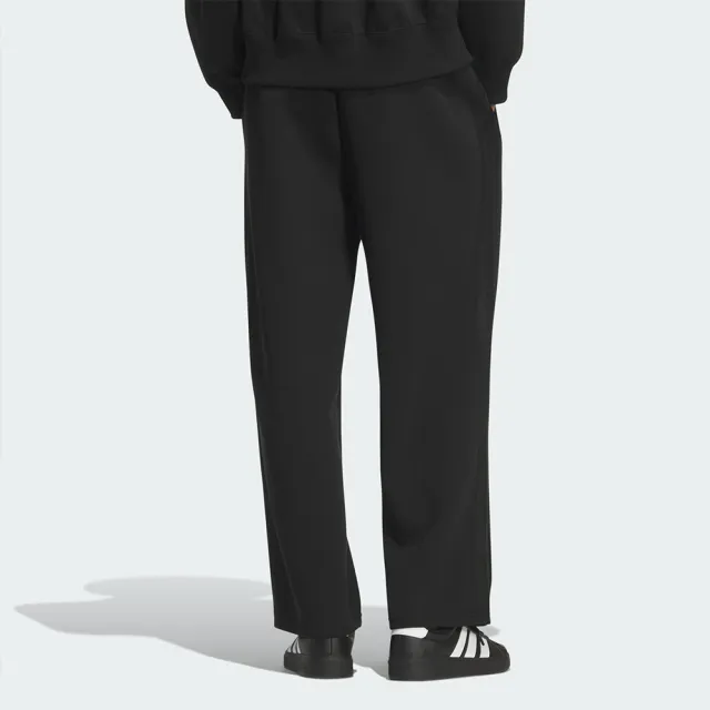 【adidas 愛迪達】ES+ 3S SWT PNT 女款 黑色 寬版 休閒 長褲 KF8244
