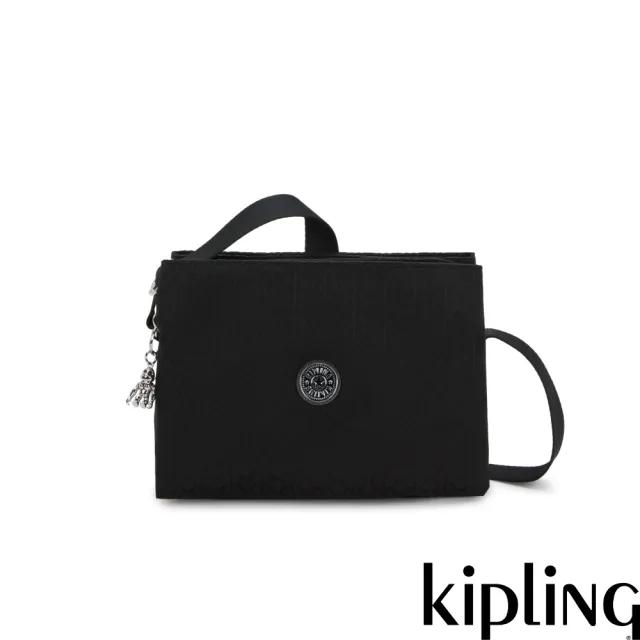 【KIPLING】黑色提花簡約側背包-FABYA 女包