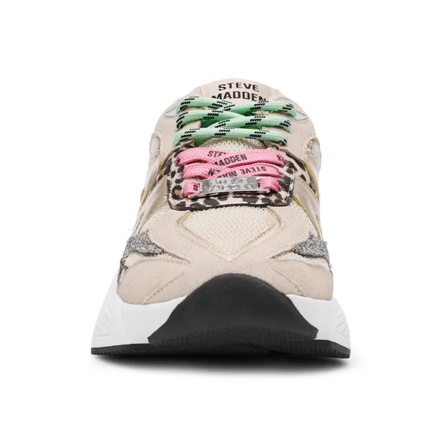 【steve madden】潮流撞色豹紋休閒鞋 SPEEDER(棕色)