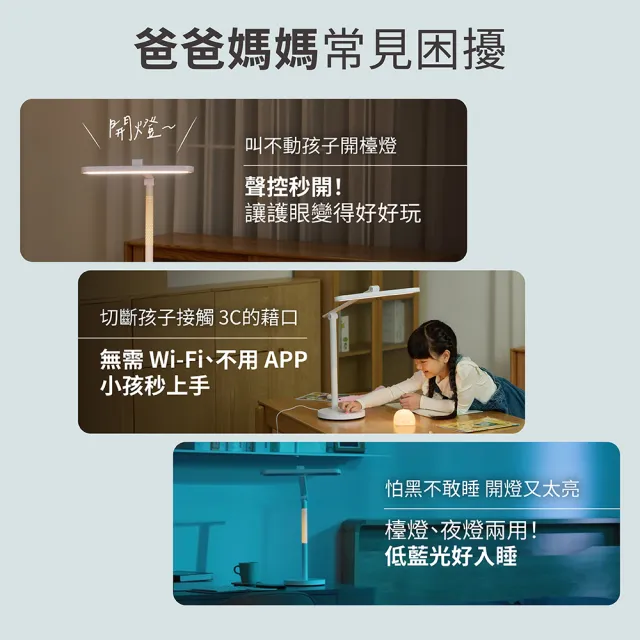 【喜光全光譜】樂芙白2.0 智能聲控護眼檯燈(呼叫喜光馬上給你護眼好光 諾貝爾雙院長推薦)